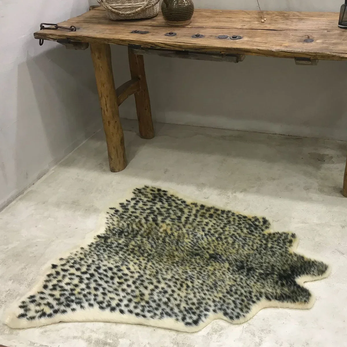 Leopard Print Rug Faux Cowhide Skin Carpet Animal Printed Furry Area Rug for Living Room Decor 90x110cm shaggy rugs