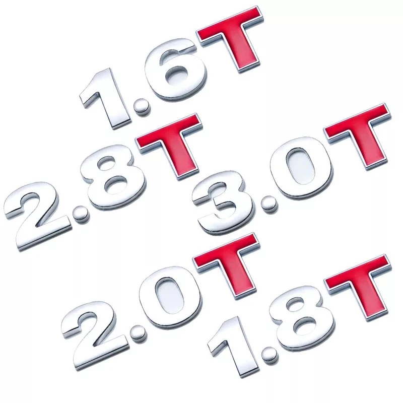 Car Displacement Standard Decal 1.0 1.2 1.4 1.5 1.6 1.8 2.0 2.2 2.4 2.5 2.8 3.0 T Trunk Badge Emblem Metal Stickers Accessories