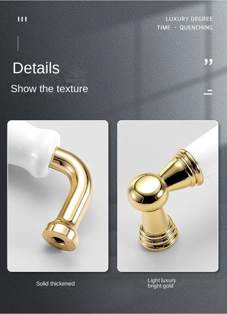 Description Picture 5 of itemEuro Ceramic Furniture Handles Zinc Alloy Gold White Kitchen Cabinets Pulls Cupboard Wardrobe Drawer Konbs for Dresser
