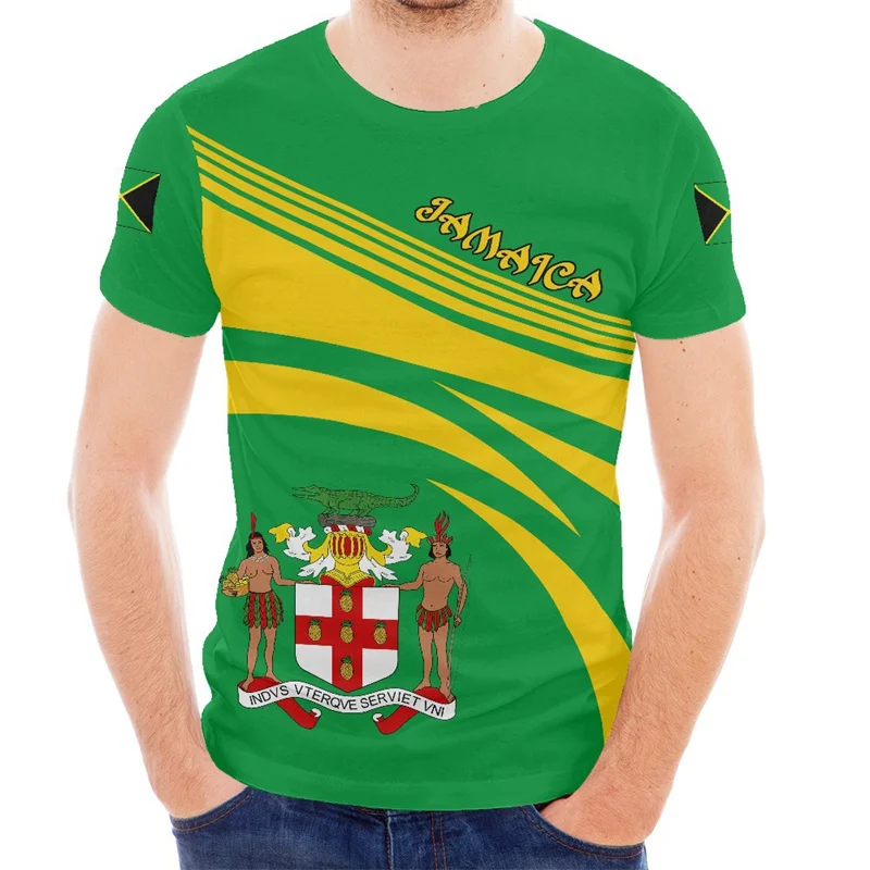 

3D Print Jamaica Flag Lion T Shirt Jamaica National Emblem Oversized T-shirts Summer Streetwear Short Sleeve Tees Top Clothing