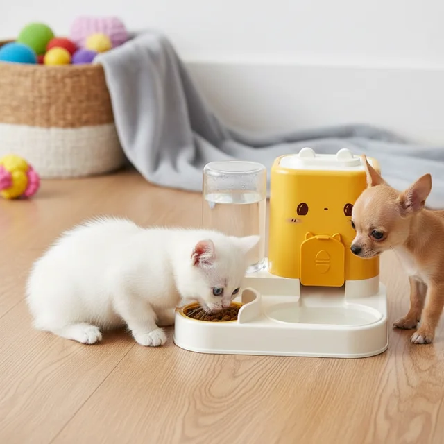 2-in-1 Cat Bowls Pet Food & Water Feeder Double-Use Cat Feeding Dishes Non-Slip Cat Food Bowl Pet Supplies 2