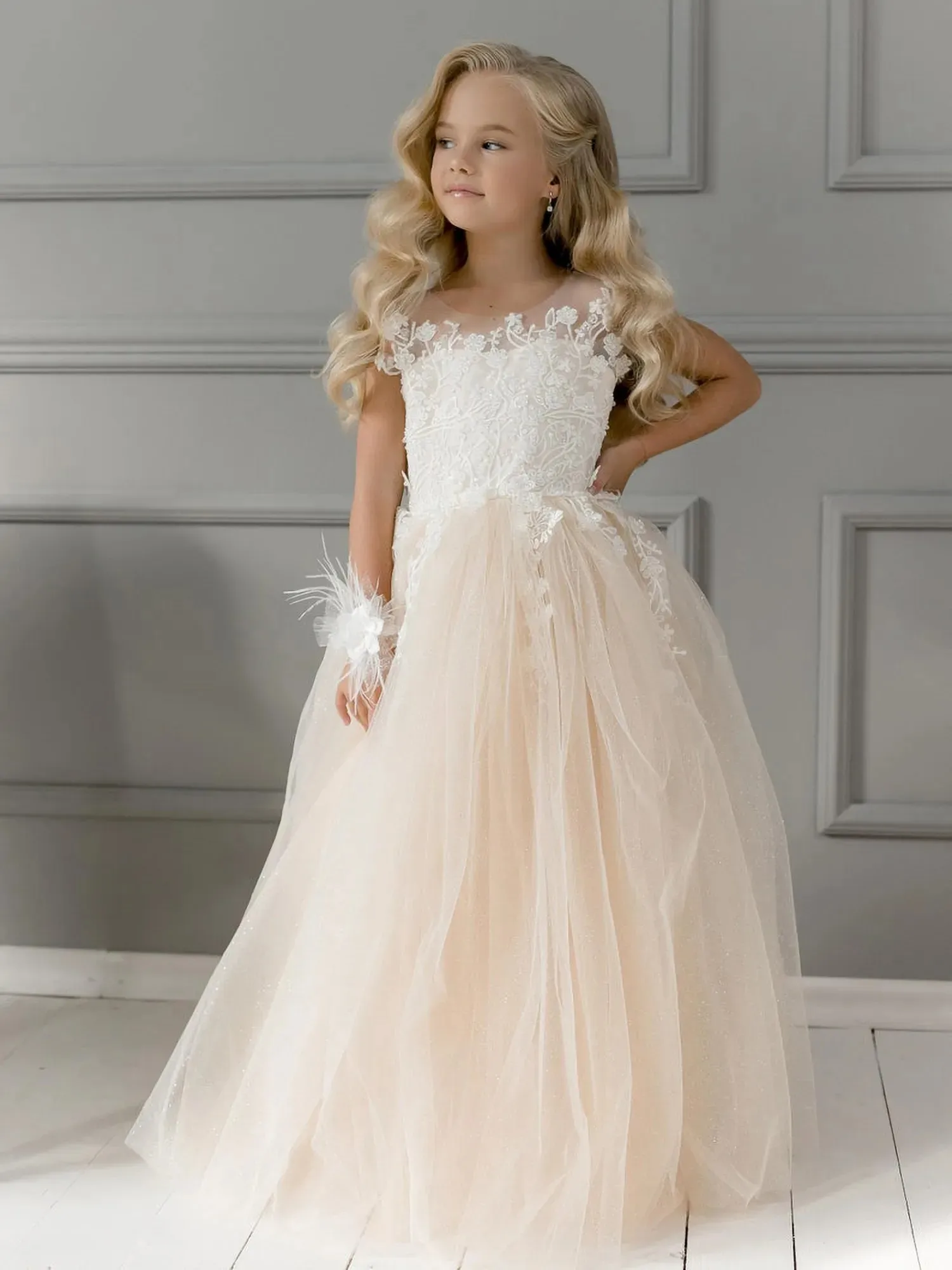 Pariari Girls Cotton Candy Bloom Dress with Ruffled Elegance and Floral Charm