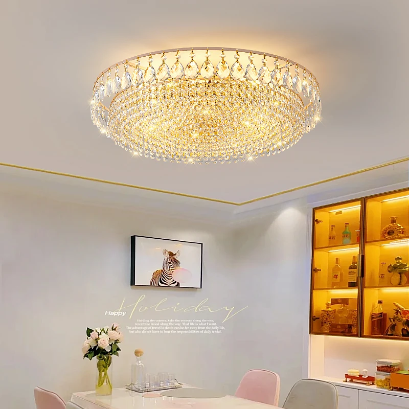 

Living Room lamp crystal led ceiling lamp modern simple atmosphere household round luxury dining room bedroom lamps