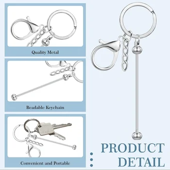 12Pcs Beadable Keychains Bars Bulk For Keychain Making Blank Beaded Metal Keychain Supplies For Craft Keychain Bag Pendants Gift 2