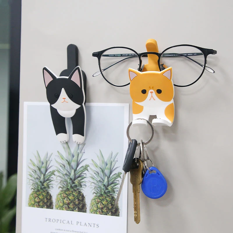 

Creative Fridge Magnet Multifunctional Whiteboard Magnetic Stickers Cartoon Cute Cat Hooks Key Holder Hanger Photo Message Post