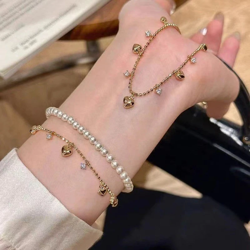 High Quality Versatile Heart Tassel Sparkling Bracelet For Women Girls Exquisite Light Luxury Bracelet Jewelry Accessories Gifts 4