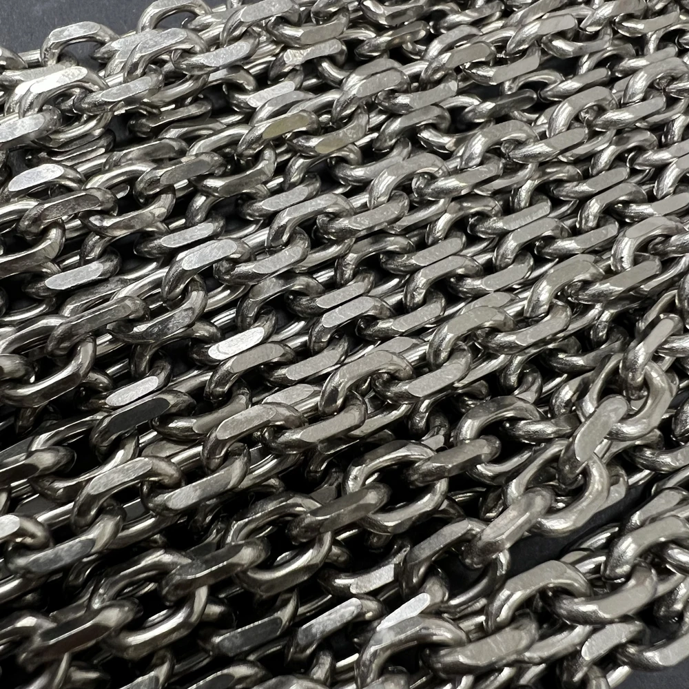 Ultra Light 7mm TA1 Pure Titanium Angle Chain Necklace for Men Wome Anti Allergic Skin Friendly Link Cool Hip Hop Chain Necklace