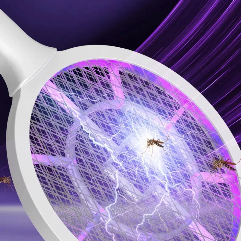 USB Rechargeable Mosquito Swatter Light Wave to Induce Mosquitoes and Electroshock to Kill Mosquitoes Electric Shock Swatter