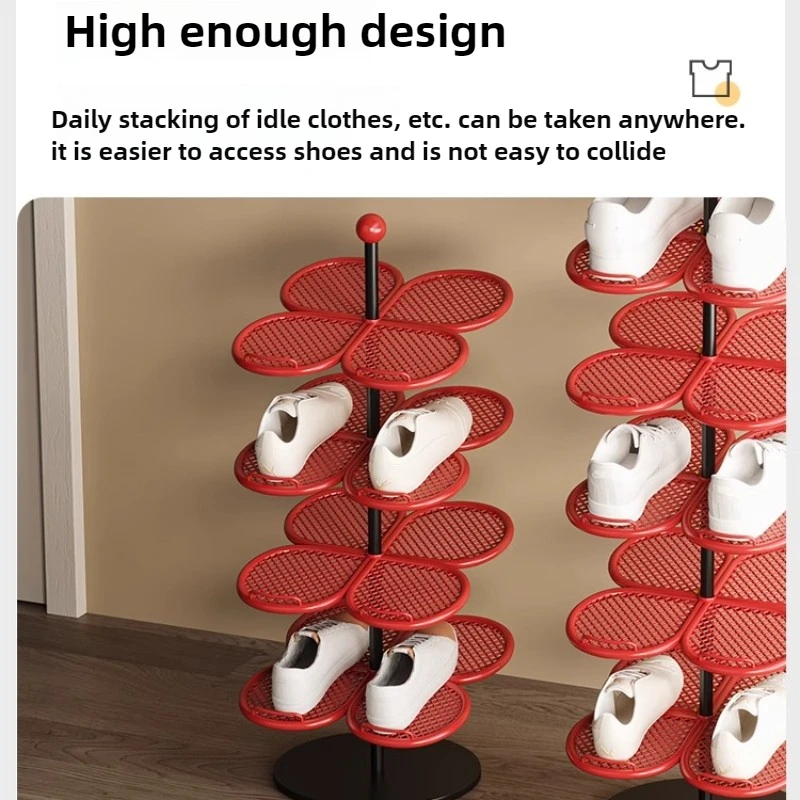 Space Saving Multi Tier Shoe Rack Creative Shoe Storage Organizer Apartment Entryway Closet with Clover Pattern Home Storage