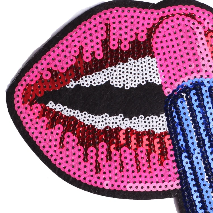 Large Lips Sequin Patches for Clothing Thermo Adhesive Patch Stickers on  Girls T Shirt Jackets Iron on Embroidered Letters Patch