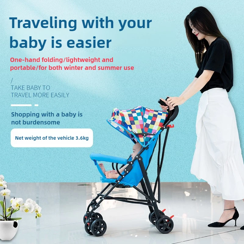 Baby Stroller Folding Simple Ultra-light Portable Baby Children Umbrella Cart Children Can Sit and Lie Down Trolley Summer