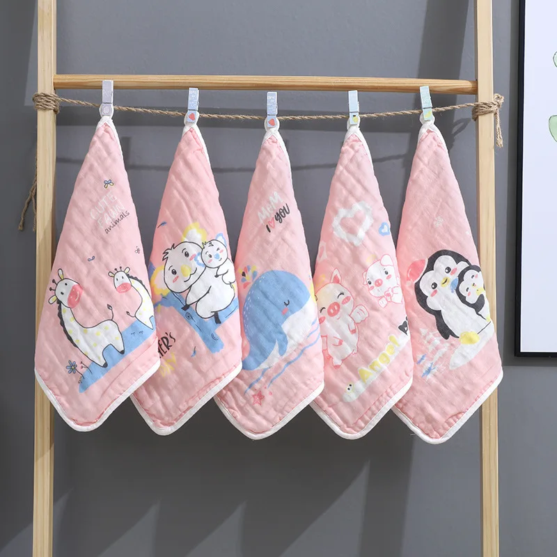 Luxury Cotton Muslin Baby Washcloth Set - 5 Piece Soft Gauze Towel Collection