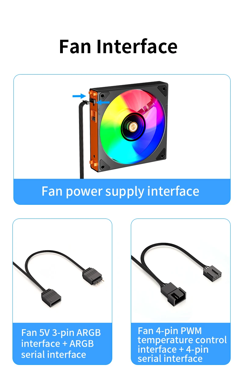 JM-4 Mirror Cycle Light Effect ARGB PC Case Fan 3 IN 1 PC Fan Kit Computer Radia