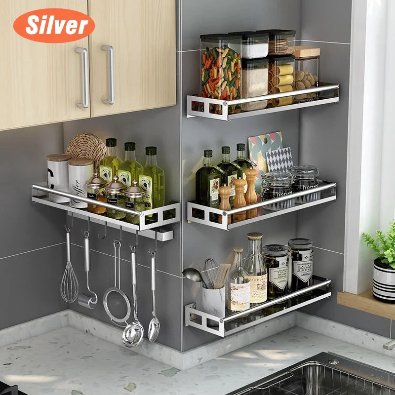 Multi-Purpose Kitchen Organizer Wall Mount Spice Rack Shelf Bracket Storage for Pantry, Bathroom,Cupboard,Over Stove,Closet Door