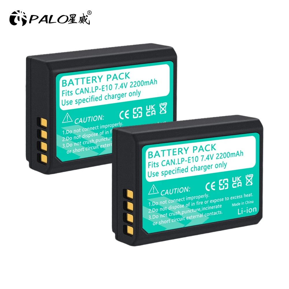 Palo 2Pc Lp-E10 Lpe10 2200Mah 7.4V Batteria Fotocamera Digitale Lp E10 Per Canon Kiss X50 Eos 1100D 1200D 1300D
