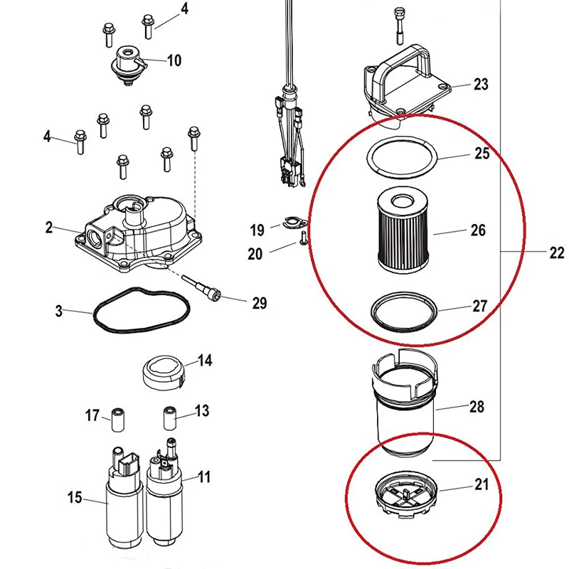 Filtre à Carburant - 8M0122423 - Quicksilver - Marin / Pour Moteur