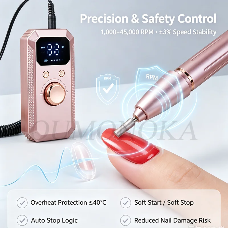 Kit Professionale di Strumenti e Attrezzature per Unghie, Set di Fresa Elettrica per Manicure con Punte e Accessori per Nail Art - immagine 2