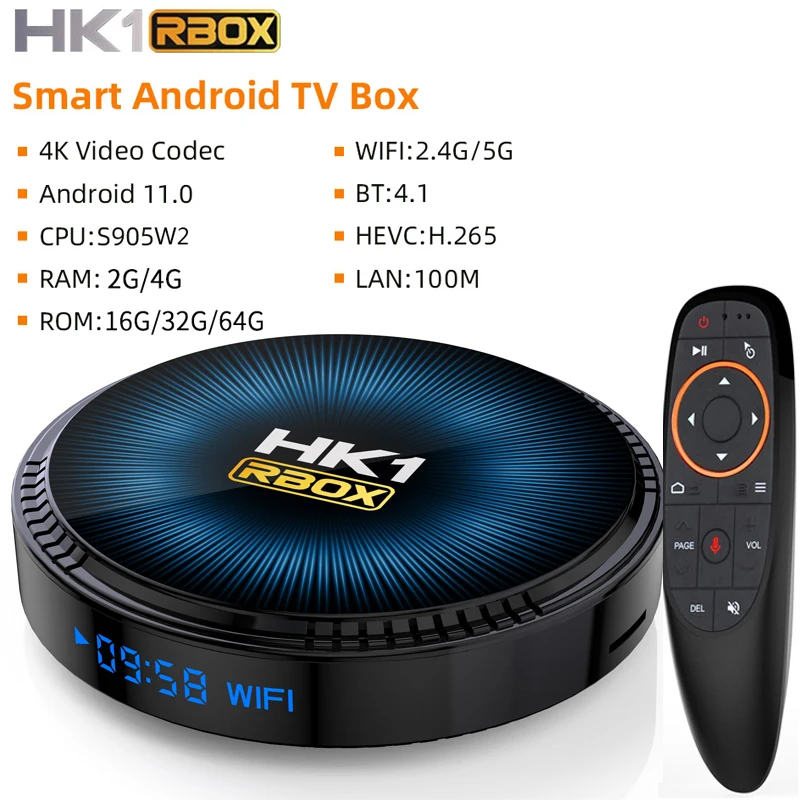 HK1 RBOX W2 TV BOX Android 11 Smart Amlogic S905W2 Support AV1 5G Wifi BT 4G 32G 64G 4K Media Player Set Top Box TVBOX