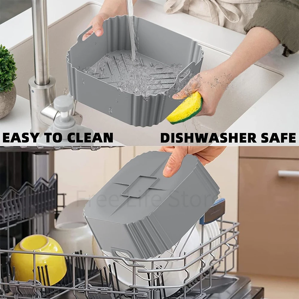 Square Silicone Air Fryer Liners for Ninja AF141 AF140 AF181 AF180 Reusable Baking Basket 5-8QT Accessories