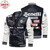 Benelli motorcycle LOGO cycling jersey color-blocked washed pu leather men's Benelli bomber jacket 3