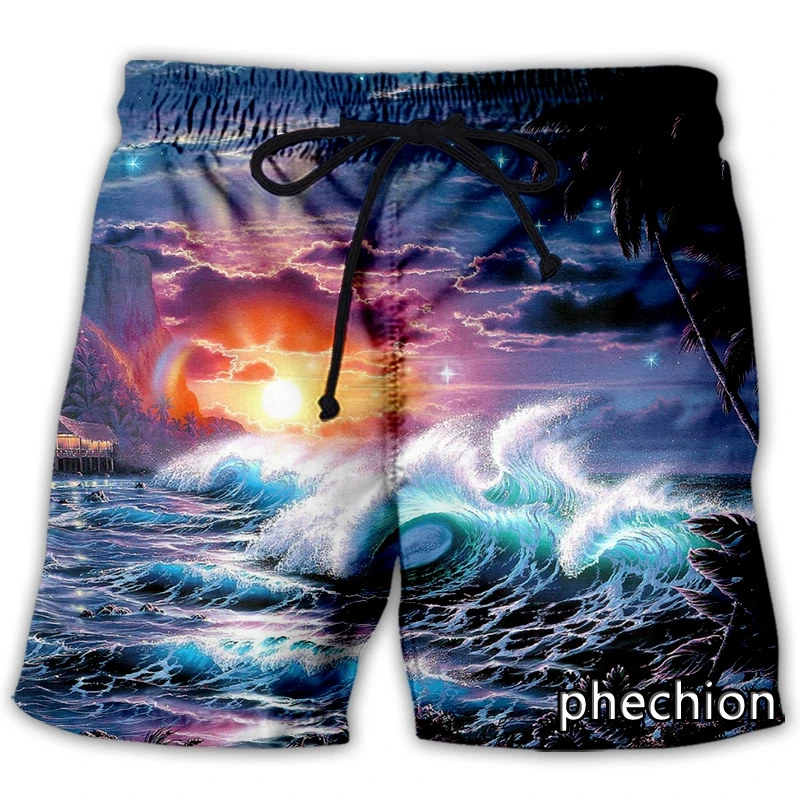 

phechion New Men/Women Ocean Wave art 3D Printed Casual Shorts Fashion Streetwear Men Loose Sporting Shorts A116
