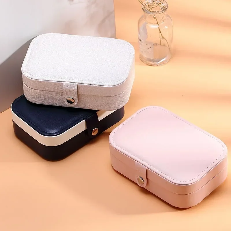 Portable jewelry box jewelry organizer display travel case boxes button leather storage zipper jewelers