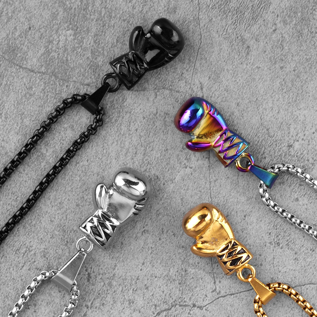 Collana Uomo Con Ciondolo Guantoni Da Boxe In Acciaio Al Titanio – Regalo Originale Hip Hop Punk Rock