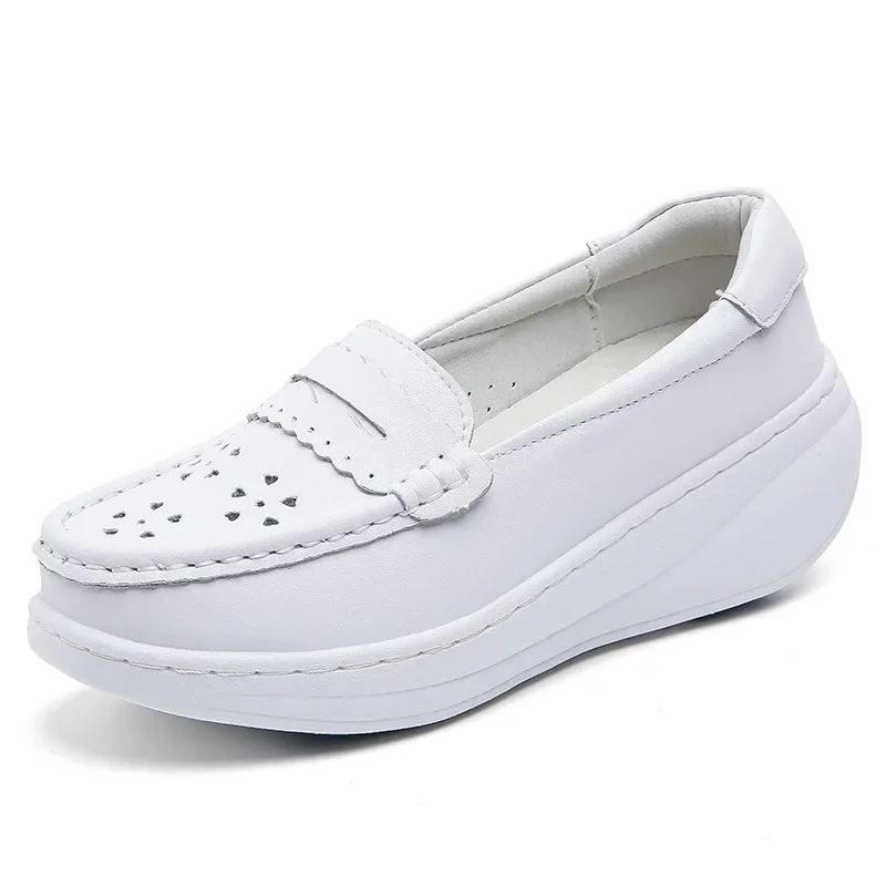 Nurse's shoes Women's spring and summer soft soles breathable thick soles Women's shoes Hollow medical work white shoes 6