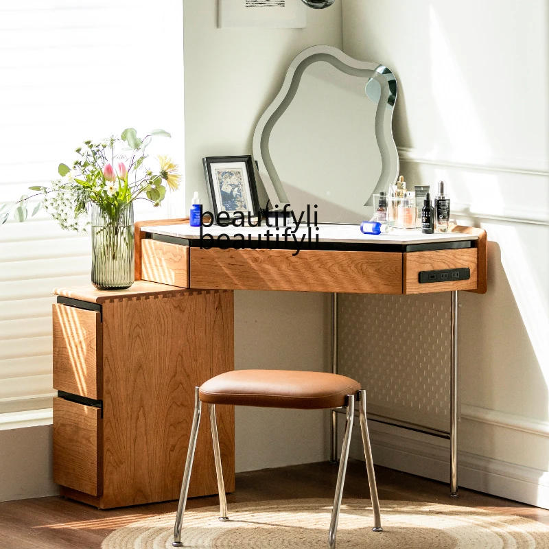 

Dresser Solid Wood Makeup Table Chest of Drawers Dresser Integrated Bedroom Small Apartment Corner Locker