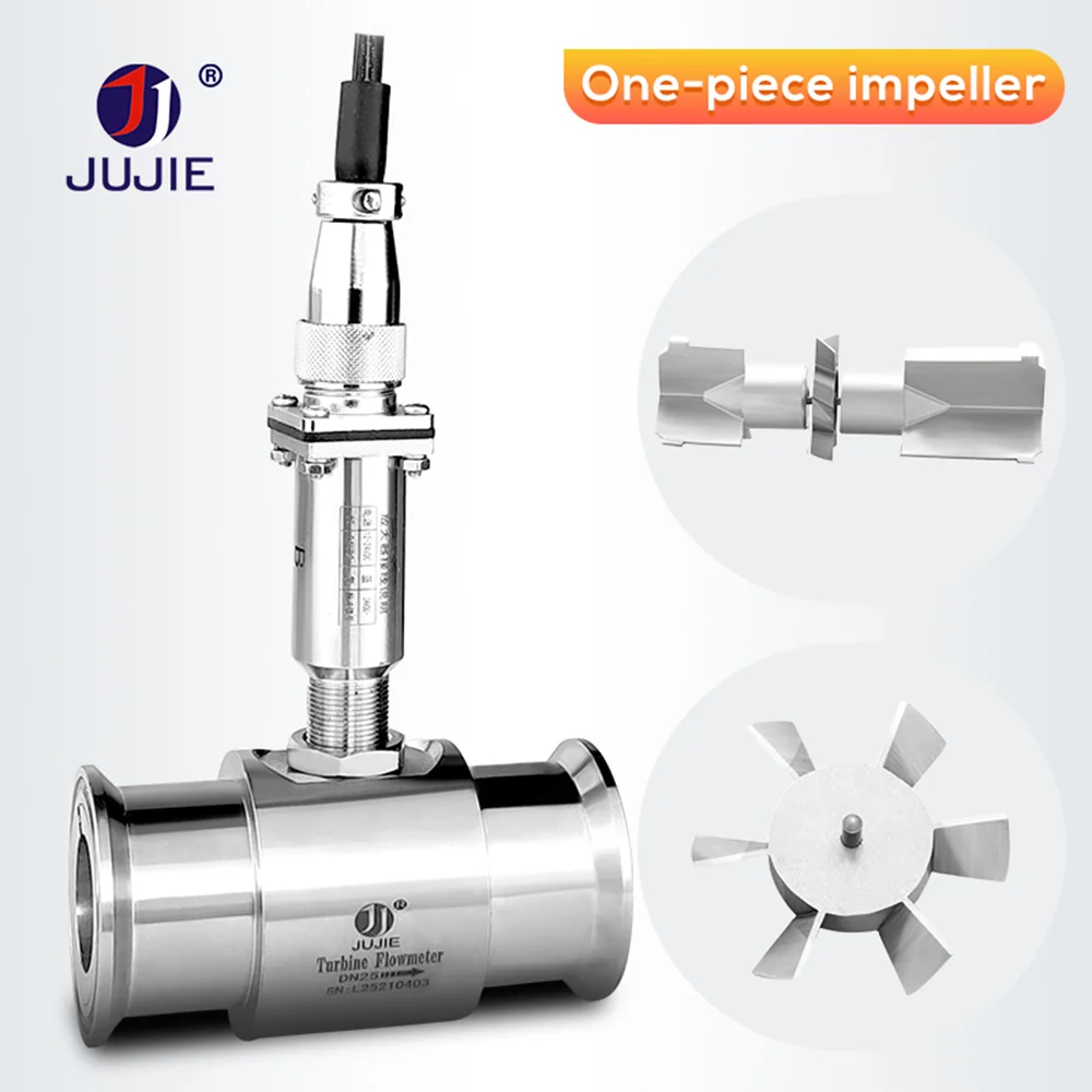 LWGY Turbine Sanitary Type Flow Meter Food Beverage Industry Liquid Alcohol Milk Turbine Flow Meter Tri Clamp 1''