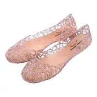 Comfortable Flat-soled Women Sandals Hollow Out Shallow Mouth Beach Jelly Shoes Breathable Clear Bling Sandals Ladies