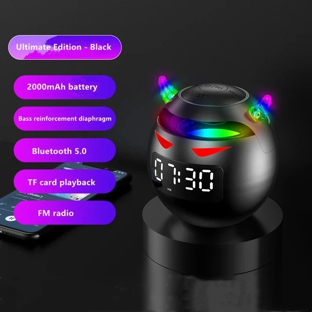AI Smart Colorful Light Wireless Bluetooth Speaker Home Room Decora Alarm Clock With LED Display TF Card MP3 Player Table Clock