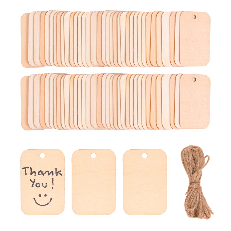 Description Picture 4 of itemUnfinished Nature Wood Slice Gift Tags Blank Wooden Hanging Label With Rope for Wedding Birthday Party Decor DIY Bookmark Crafts