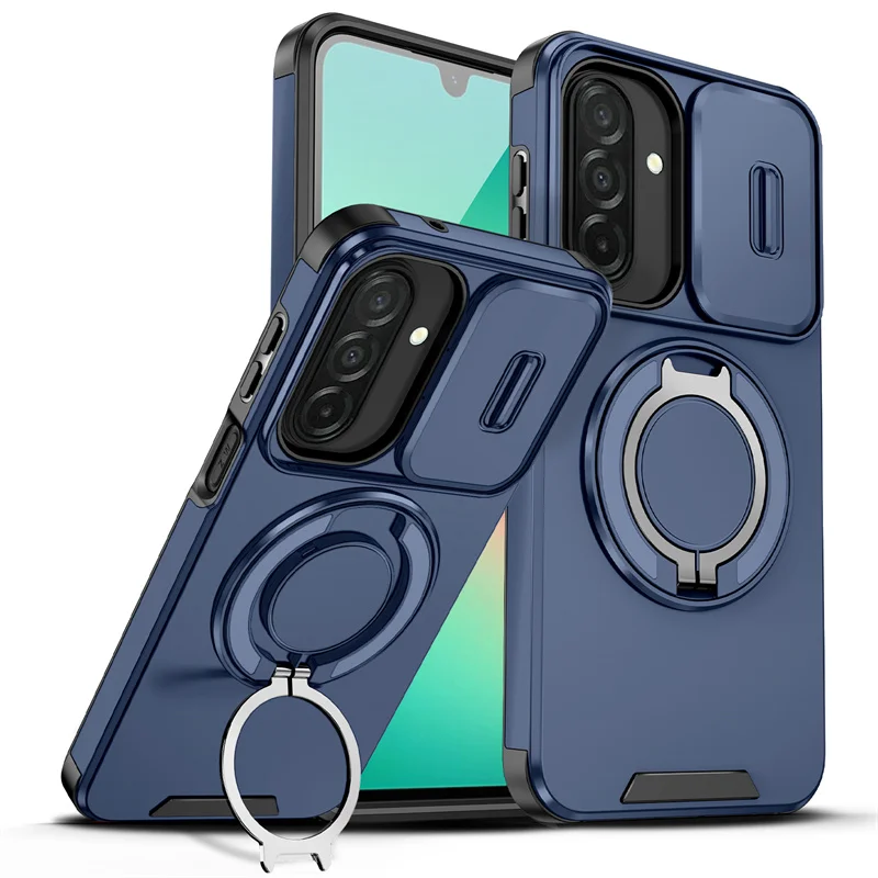 Luxury Magnetic Bracket Armor Phone Case with Slide Camera Protection