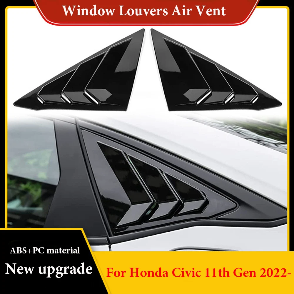 

ABS Carbon fiber Rear Side Window Louvers Air Vent Scoop Shades Cover Blinds For Honda Civic 11th Gen Car Accessories 2022 2023