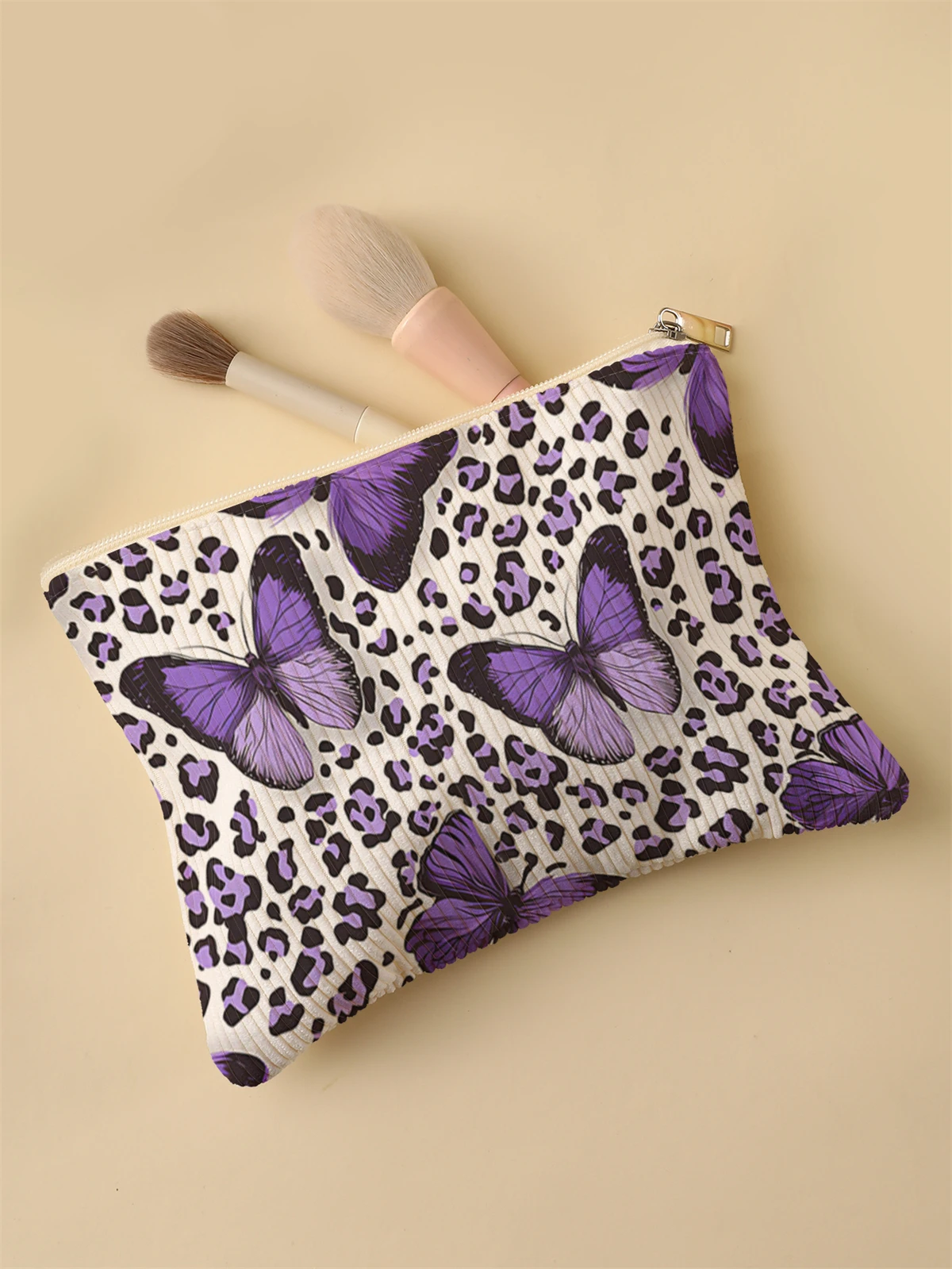 Corduroy Travel Cosmetic Bag Portable Makeup Storage Bag Purses Women Large Capacity Zipper Make Up Organizer Storage Clutch