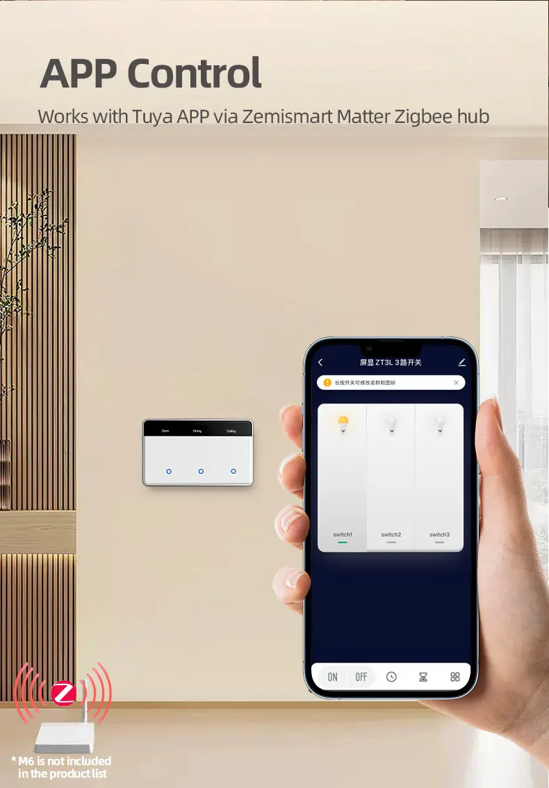 Zigbee DIY Name Switch with Horizontal Display Screen Touch Panel US Light Switc