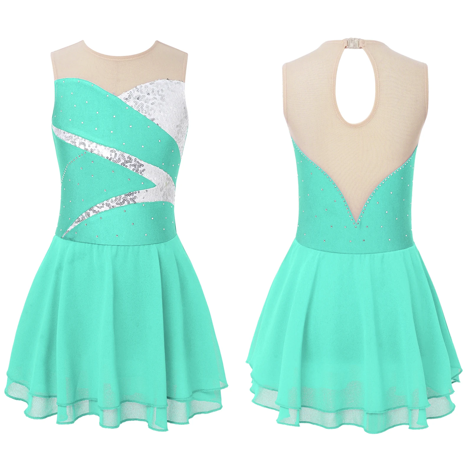 Niños Niñas brillante Rhinestone Ballet Jersey danza lírica vestido de cuerpo gimnasia figura artística patinaje bailarina tutú disfraz