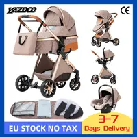Poussette de bébé luxueuse 3 en 1, landau de voyage Portable, pliable, paysage haut, cadre en aluminium, voiture pour nouveau-né 1
