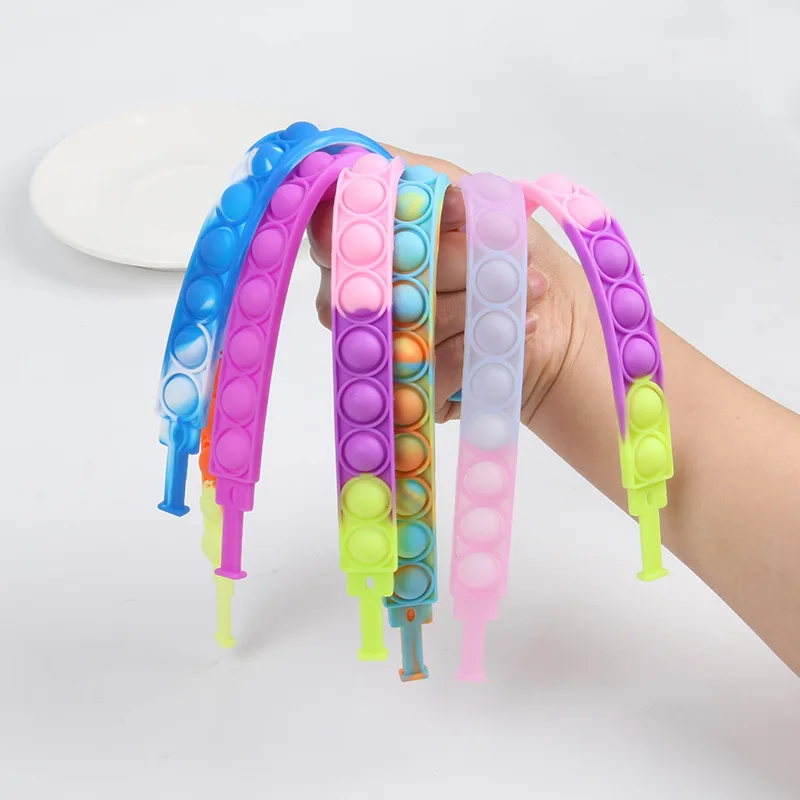 10pcs Colorful Pop Bracelet Fingertip Press Wrist Strap Toys for Kids Birthday Party Favors Guest Gifts Prizes Goodie Bag Filler