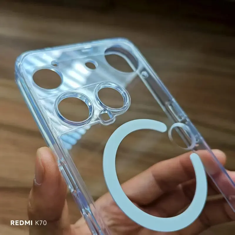 Sleek Magnetic Transparent Hard Case with Soft Protective Bumper