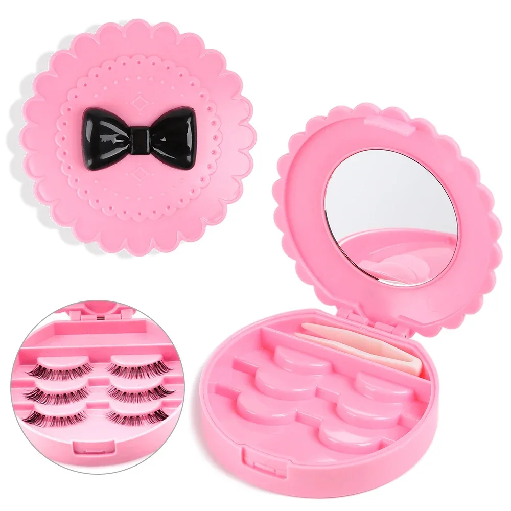 

Pink Lashes Organizer Beauty Makeup Storage Tool Mirror Case False Eyelash Box Portable Lashes Container Box Makeup Tools