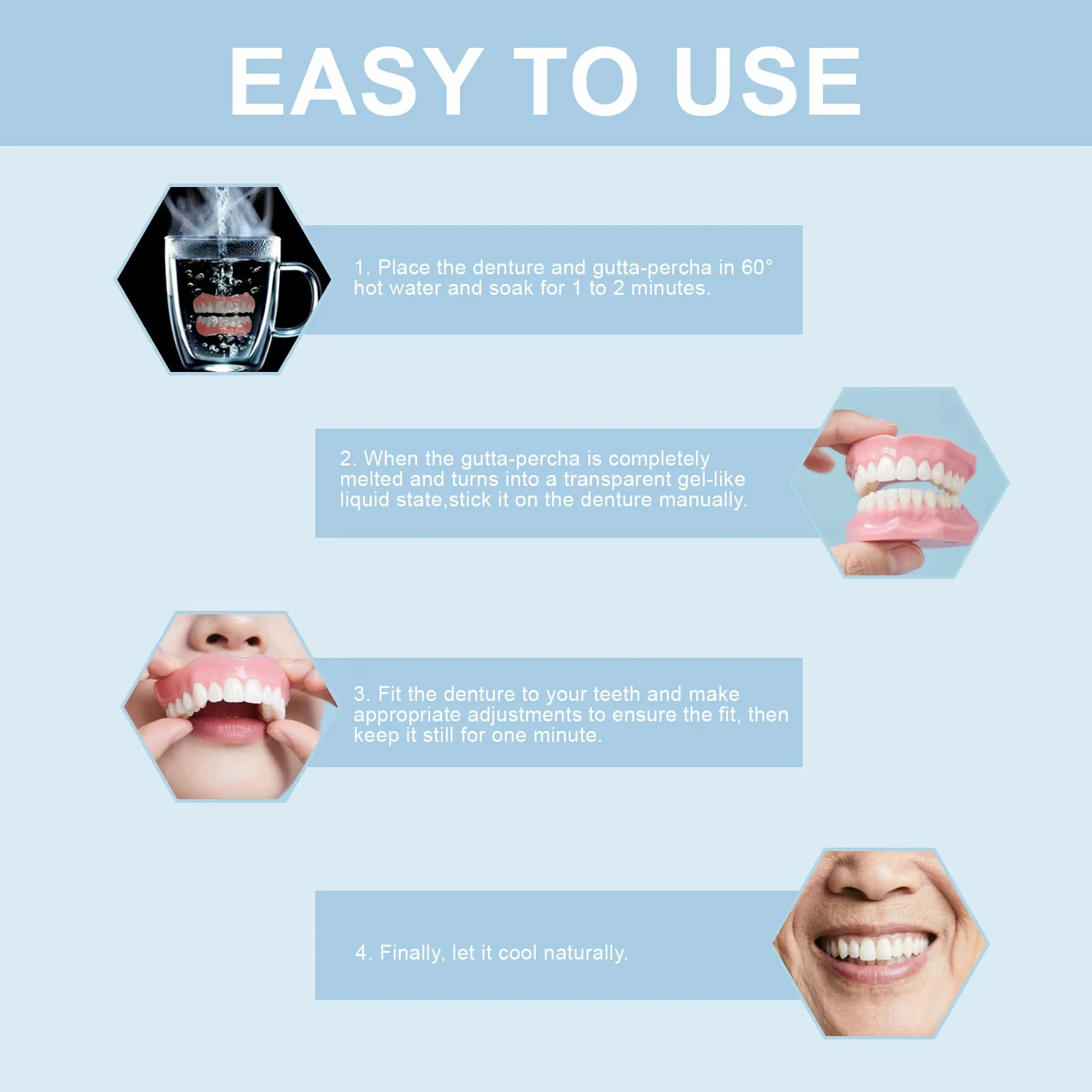 Adult Adjustable Dentures Teeth Set Fake Teeth Portable Wholesale full mouth denture sample models and elderly full mouth - 6
