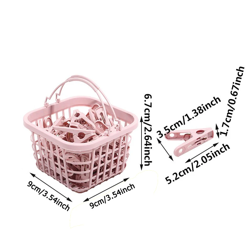Description Picture 2 of item30Pcs Plastic Clothes Pegs With Basket Laundry Clothespin Clothes Pins Storage Organizer Quilt Towel Clips Cabides Hanger