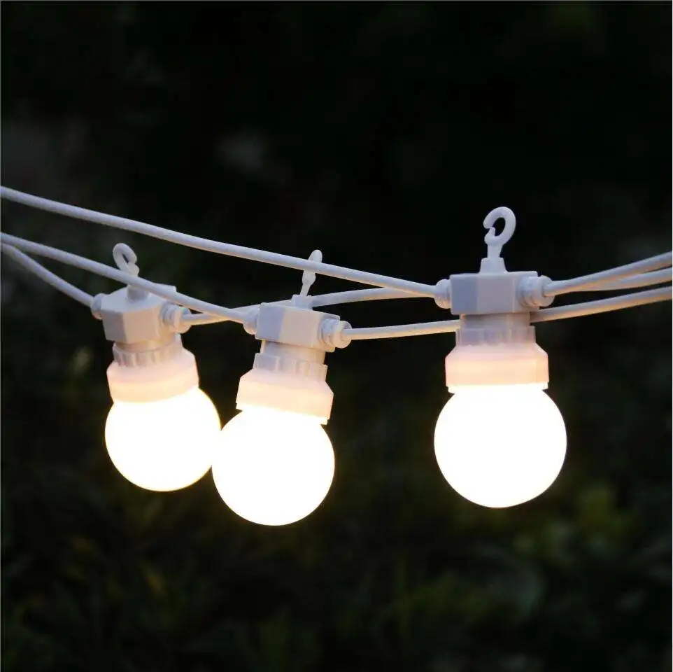 

10/15/23M Patio String Light White Cable Outdoor Wedding Festoon street Garland Bulb Fairy String Lights New Year Garden Decor
