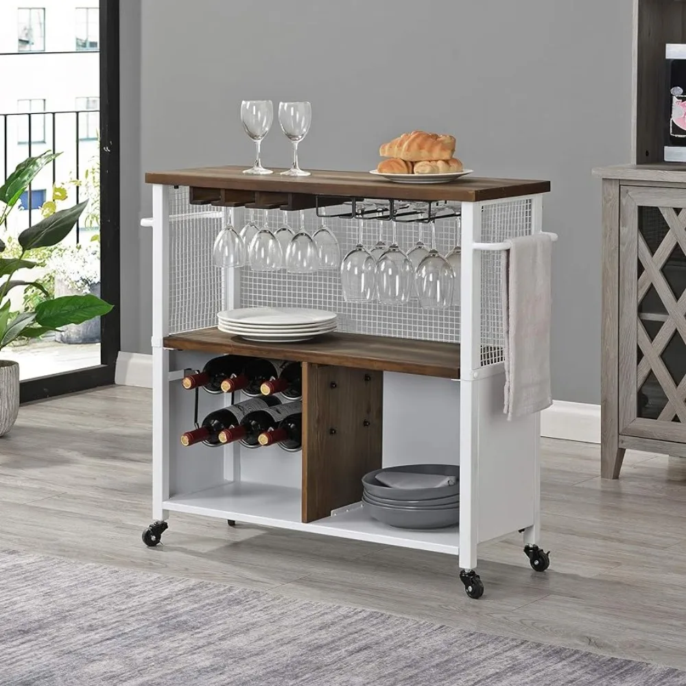 

White Chandler Farmhouse Kitchen Cart White 70252 31.5 X 12 X 31.5 Inches Iron Trolley Storage Microwave Oven Shelf Librero Hand