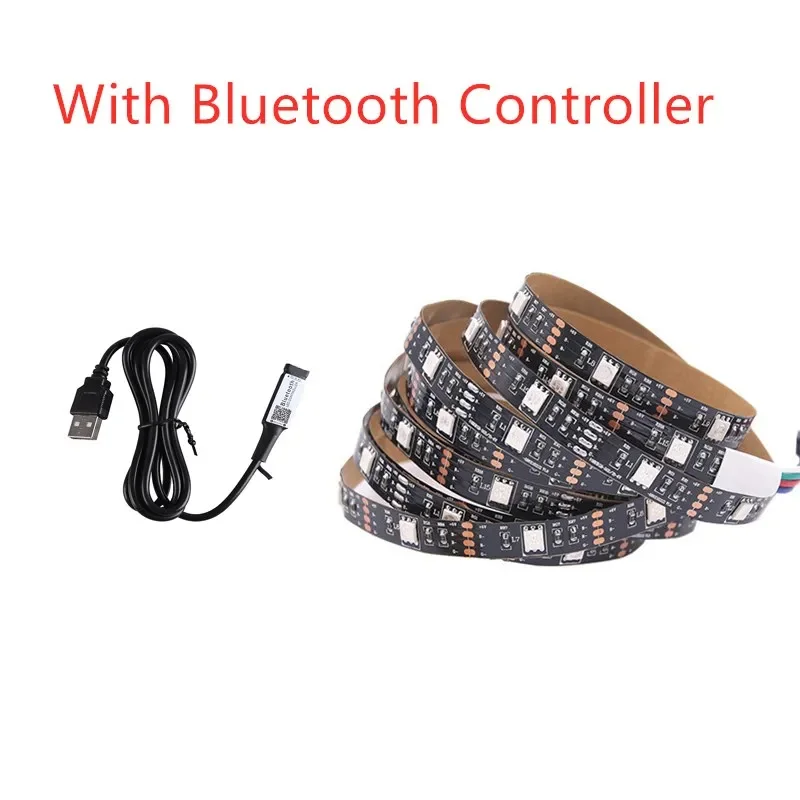 USB LED Strip Light 5V RGB Waterproof Black PCB 5050 0.5m 1m 2m 3m 4m 5m Led Strip Light Tape PC TV Backlight Remote Controller 3