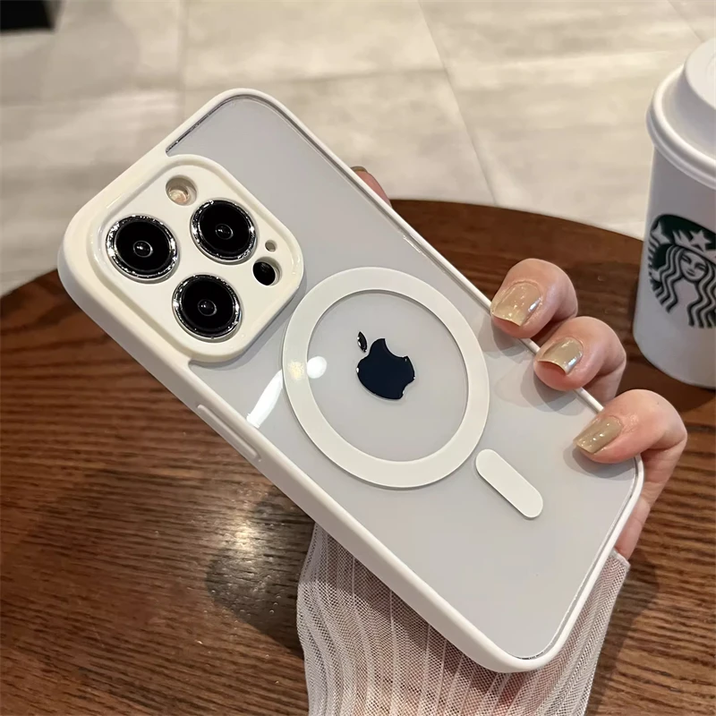 Premium Clear Magnetic Wireless Charging Case with Soft Bumper and Shockproof Hard Cover