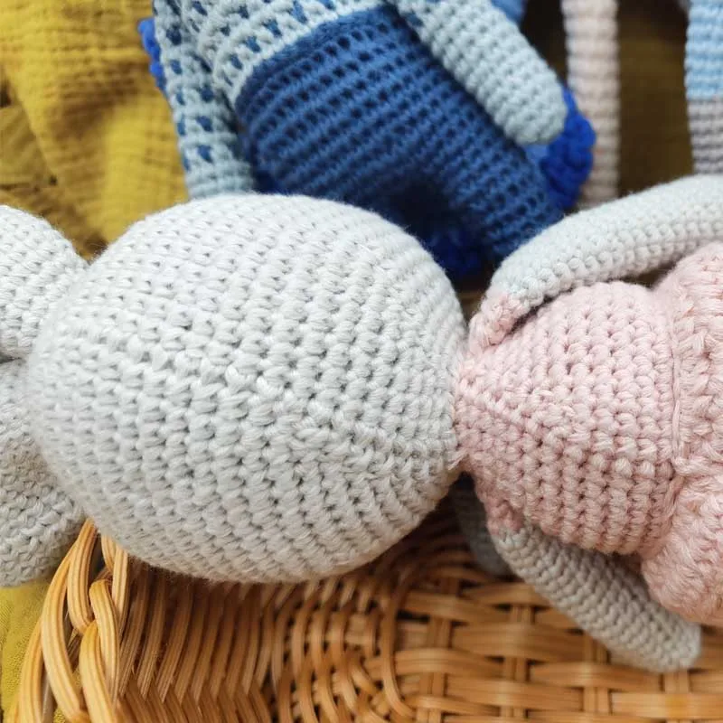 Handmade Rabbit Monkey Crochet Wool Doll Animal Stuffed Plush Toy Baby Soothing Sleeping Gifts for Kids Birthday