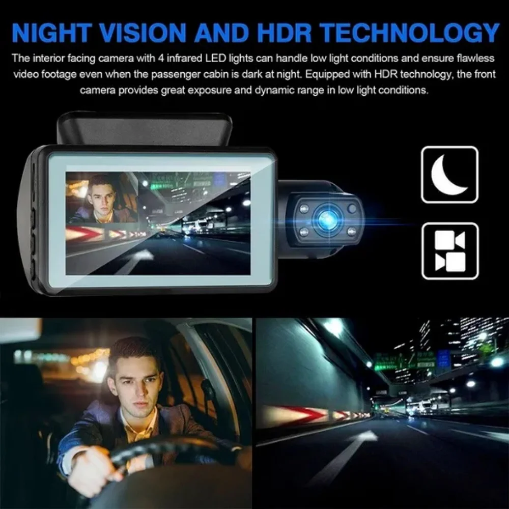 Автомобильный видеорегистратор с 2 объективами и Wi-Fi, HD1080P ...